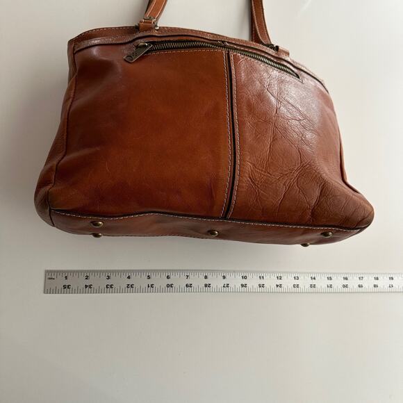 Patricia Nash Poppy Heritage Top Handle Full Leather Tan Tote Bag Purse - Picture 12 of 13